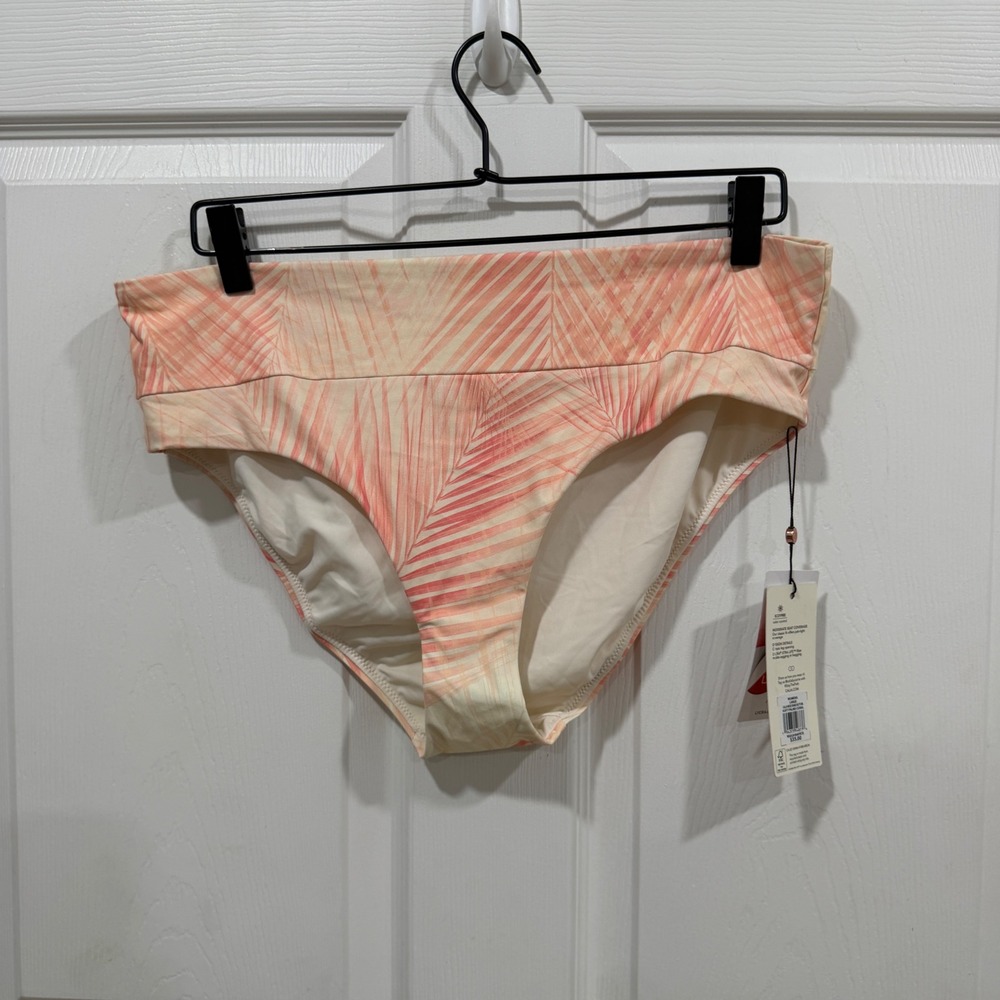 CALIA Carrie Underwood Soft Palms Coral Wide Band Swim Bottom Large WSA20406PRTX